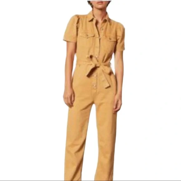 Boyish x Free People The Vincent Sm Yellow Gold Denim Utility Coveralls Jumpsuit - Picture 6 of 13